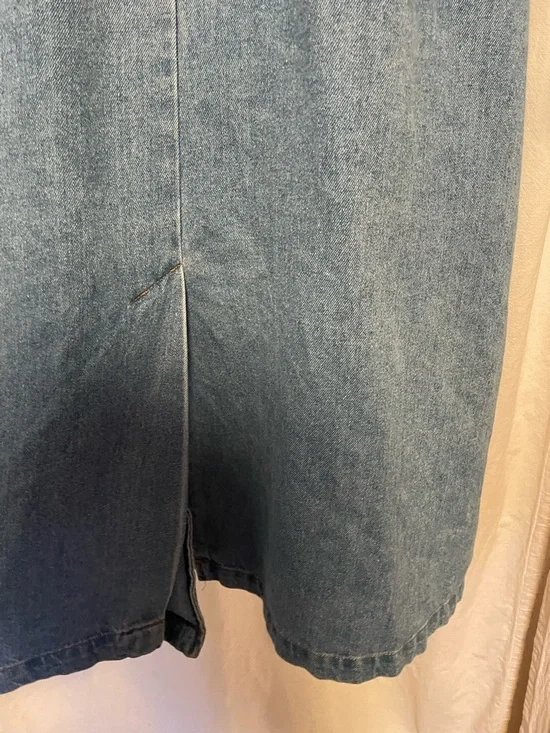 Vintage 90s Light Blue Denim Trench Coat- Size XL - Picture 8 of 9